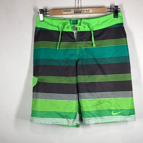 Nike Swim Nike Green Stripe Swim Trunks Size Large Poshmark